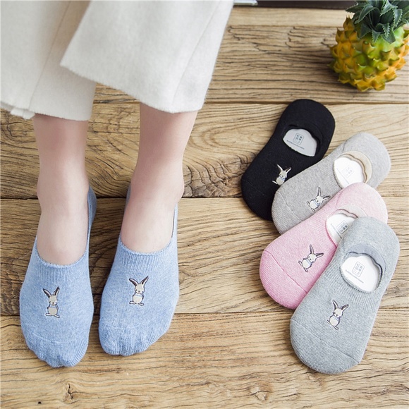 Accessories - 5 Pairs Women Rabbit No Show Ankle Socks